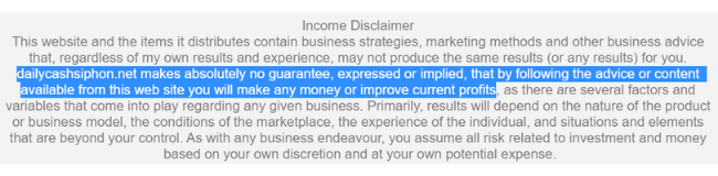 Instant Email Empire Income Disclaimer