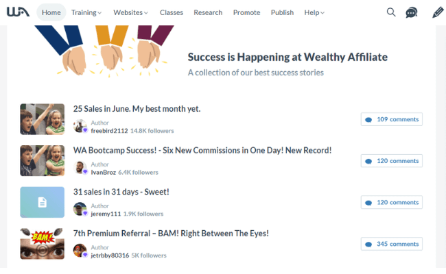 Wealthy Affiliate Success Stories