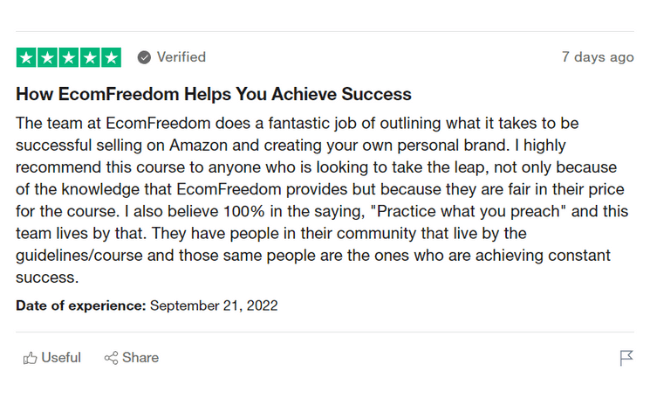 Ecom Freedom Reviews Legit