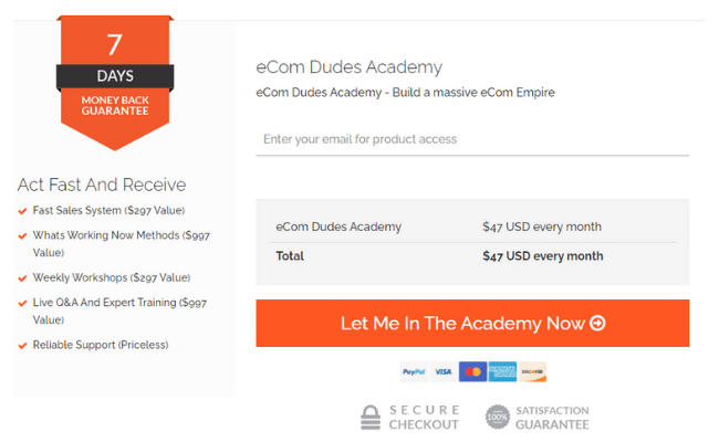 eCom Dudes Academy Price Review