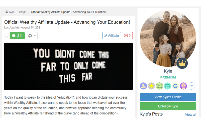 Wealthy Affiliate Pro - Recent Update