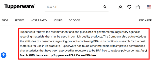 Tupperware Product Safety