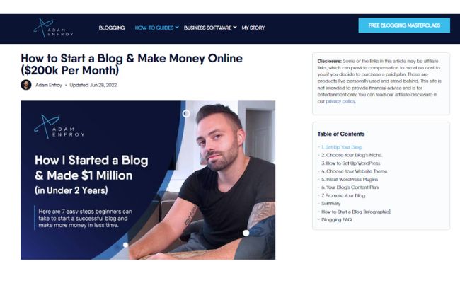 Adam Enfroy Successful Blog