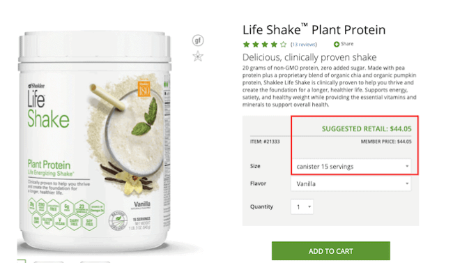 Shaklee Overpriced Products