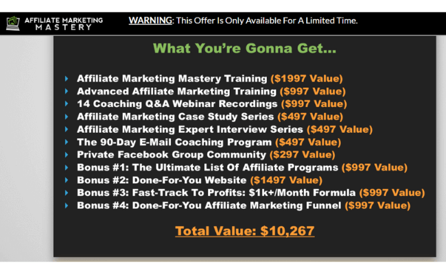 Affiliate Marketing Mastery Contents Review