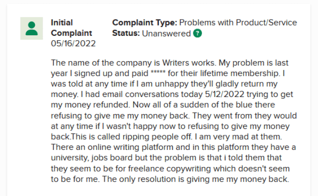 Writers Work Review - Refund Complaint