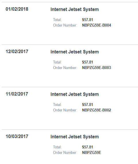 My Invoice for Internet Jetset