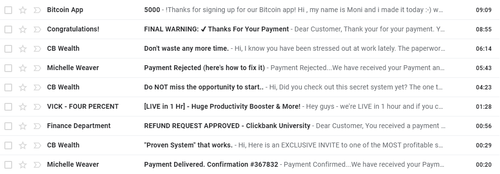 Spam Mail from Five Minute Profit Sites