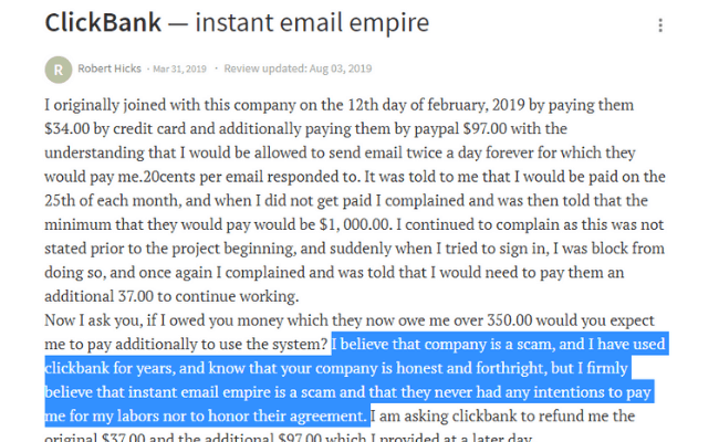 Instant Email Empire Complaint