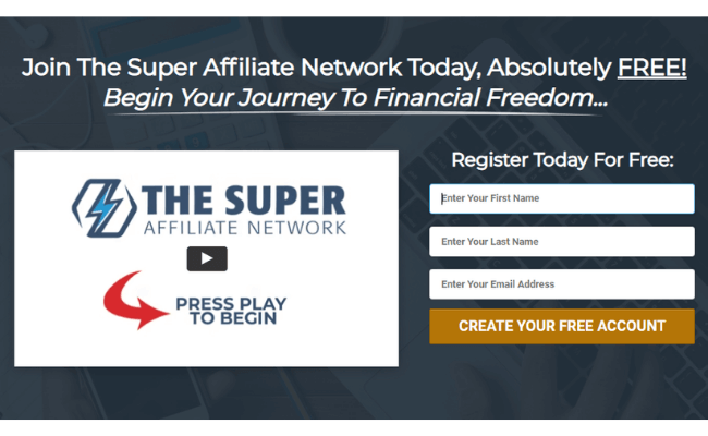 The Super Affiliate Network Review - Signup Page