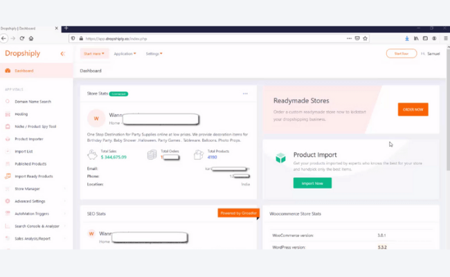 Dropshiply Review - Dashboard