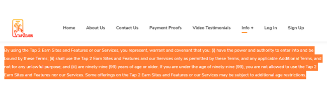 Tap2Earn Review - Terms
