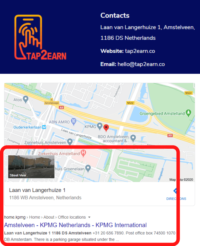 Tap2Earn Review - Fake Address