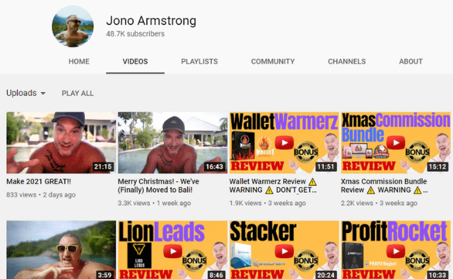 Jono Armstrong YouTube
