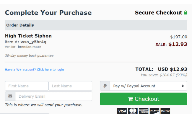 High Ticket Siphon Front-End Price