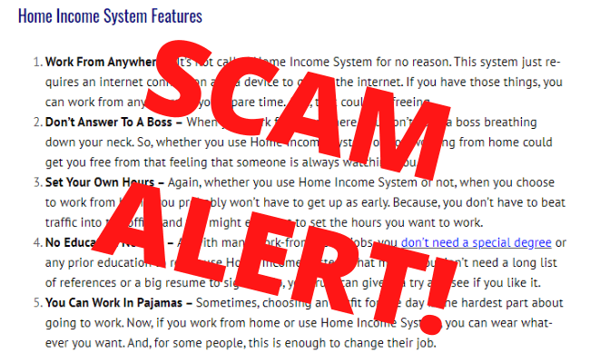 Home Income System Scam