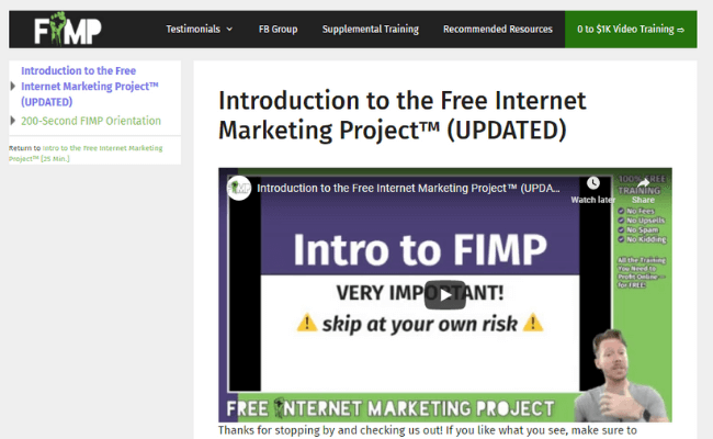 FIMP Review - Free Internet Marketing Project