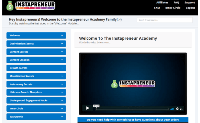 Instapreneur Academy Review - Training Modules