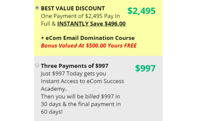 eCom Success Academy Price
