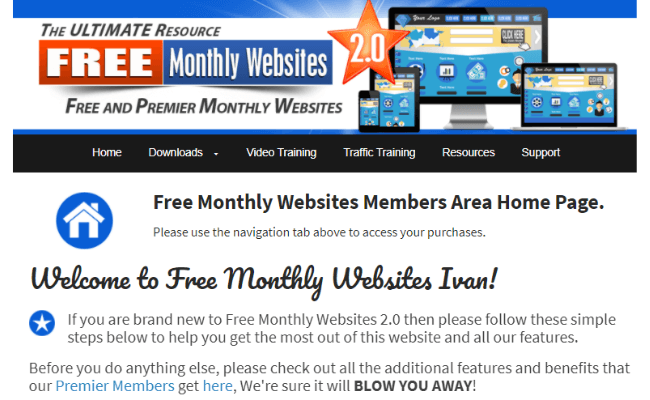 Free Monthly Websites 2.0 Dashboard