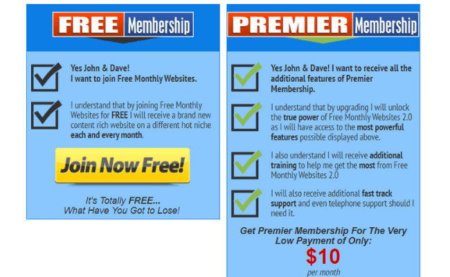 Free Monthly Websites 2.0 Memberships