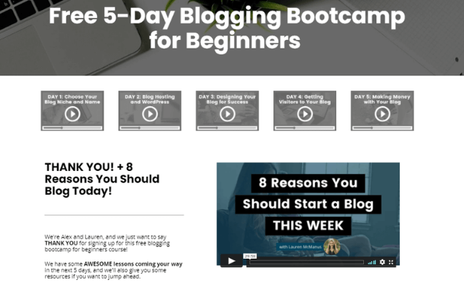 Create And Go 5-Day Blogging Course