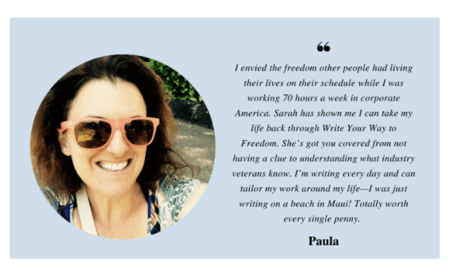 Write Your Way To Freedom Reviews - Paula