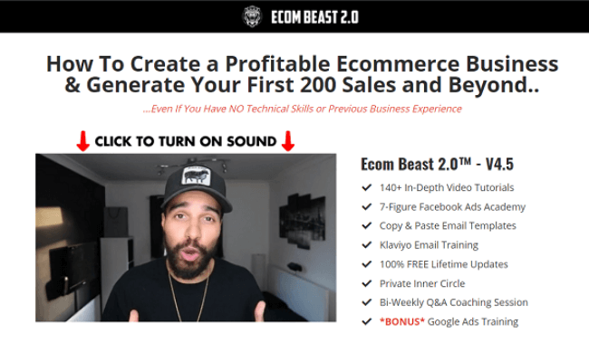 Ecom Beast 2.0 Review Home Page