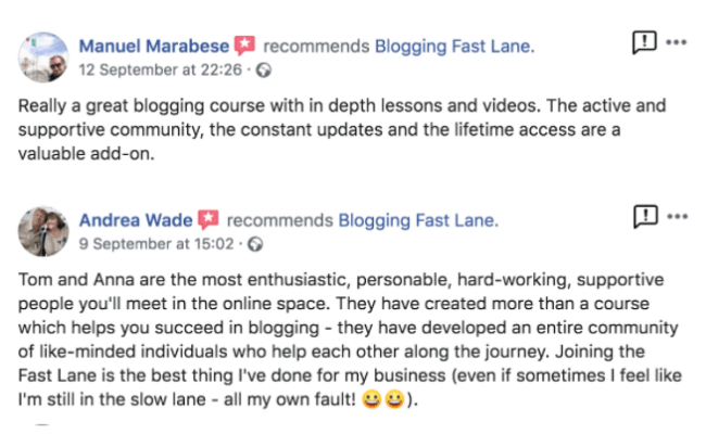 Blogging Fast Lane Reviews 1