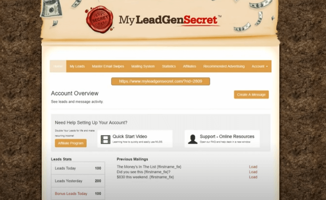 My Lead Gen Secret Website