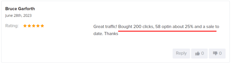 TrafficForMe.com Reviews - Positive 1