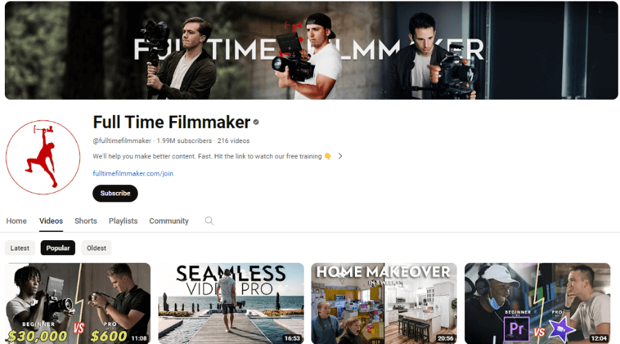 The Full Time Filmmaker YouTube by Parker Walbeck