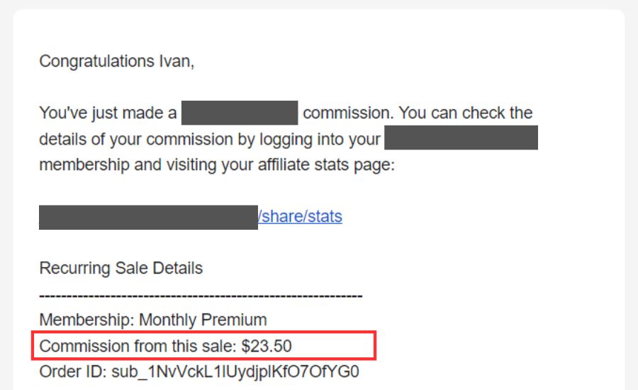 Affiliate Commission Example