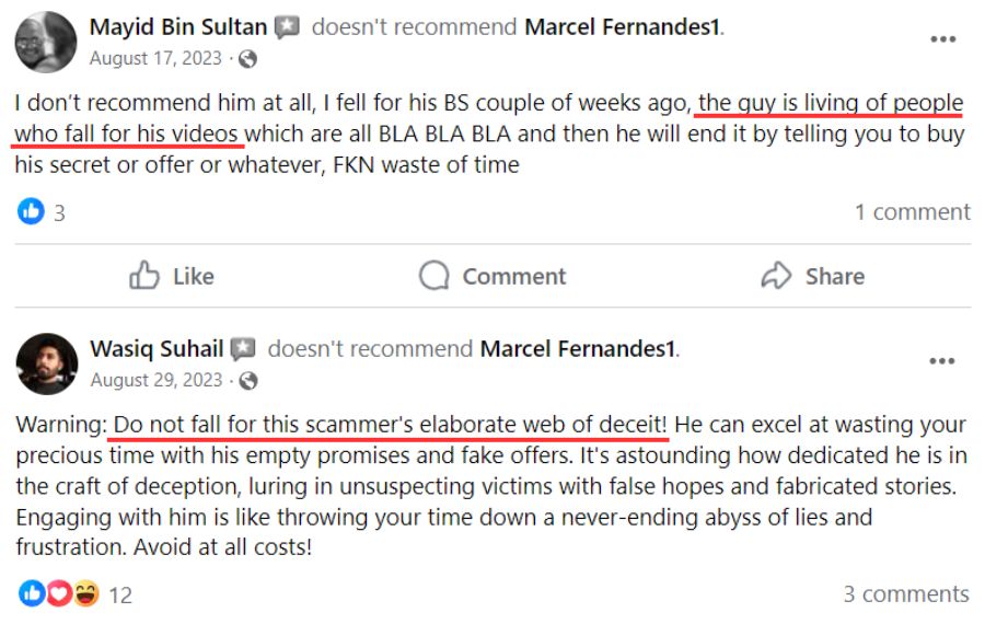 Marcel Fernandes Chat Money System Scam Complaints